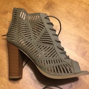 Olive green cut out bootie
